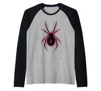 Black Le Widow Spider Silhouette Red Clessidra Grafica Maglia con Maniche Raglan