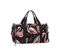 Black Leaf Flamingos - Borsone sportivo con scomparto per scarpe