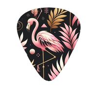 Black-Leaf-Flamingos - Confezione da 12 plettri per chitarra con 3 spessori e scatola portaoggetti, plettri in ABS per basso elettrico