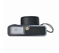(Black) Leather Camera Bottom Case Compatible For Fujifilm X100VI Palm Textured Grip Alloy Base with Lens Cap Protective Half Body Cover S