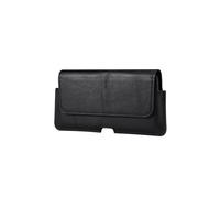 (Black) Leather Case Waist Bag For 7.2 inch and Below Phones