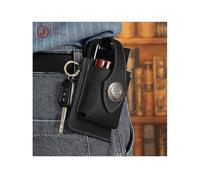 (Black) Leather Mobile Phone Belt Bag Multifunctional Phone Bag Gifts For Husband Son Father/YY