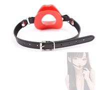 Black leather neck ornament with red 3D silicone decoration, stage props