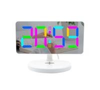 (Black) LED Digital Alarm Clock With Colorful RGB Night Light Mirror Alarm Clock With Wireless Charging Snooze Function Alarm Clock