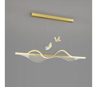 Black LED Pendant Lights Kitchen Island Linear Chandelier 36W Dimmable Long Strip Ceiling Hanging Lamp Nordic Gold Large Butterfly for Dining Room Restaurant Bar