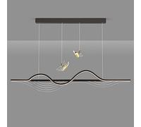 Black LED Pendant Lights Kitchen Island Linear Chandelier 36W Dimmable Long Strip Ceiling Hanging Lamp Nordic Gold Large Butterfly for Dining Room Restaurant Bar