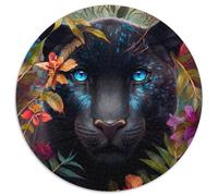 Black Leopard Puzzle 1000 Teile für Erwachsene, rundes Puzzle für Teenager, interaktives Familienspiel, herausforderndes Geschenk, 1000 Teile (67,5x67,5cm)