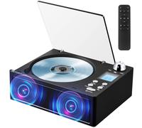 (Black) Lettore CD Bluetooth con radio FM, riproduzione da USB/scheda TF e kit stereo integrato.