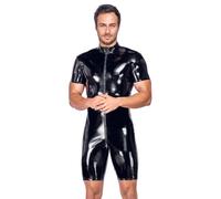 Black Level Vinyl Playsuit with Short Sleeves & Legs 2890577 Black L