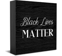 Black Lives Matter - Targa decorativa in legno, divertente, per ufficio, casa, ufficio, rustica, quadrata, per mensola, 12,7 x 12,7 cm