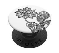 Black Lotus Motif Cute Mandala Flower Yoga Instructor Gift PopSockets PopGrip: Impugnatura per Telefoni Cellulari e Tablet Intercambiabile