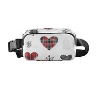 Black Love Buffalo Plaid Fiocchi di Neve Natale Alla Moda Marsupio Borsa a Tracolla per Donne Uomini Piccola Borsa a Tracolla con Tracolla Regolabile per Viaggi Corsa Escursionismo