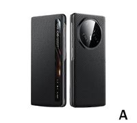 (Black) Luxury Carbon Fiber Pattern Leather Magsafe Case for Honor Magic V3