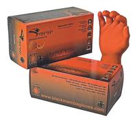 Black Mamba - Orange Snakeskin Nitrile Disposable Gloves Med