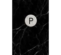 Black Marble Monogram Journal - “P”: P Monogrammed Composition Notebook for Men and Women