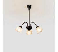 Black Metal Mid Century White Milk Glass Flower Chandelier Sputnik Vintage Farmhouse Hanging Lamp Rustic Pendant Light for Kitchen Island Bedroom Dining Living Room