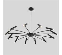 Black Metal Sputnik Chandelier Mid-Century Ceiling Light Fixture | Farmhouse Vintage for Kitchen, Dining Room, And Living Room(Black-12 Lights)