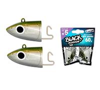 FIIISH BLACK MINNOW RICAMBI JIG HEAD OFF SHORE - COLORE: KAKI, PESO (GR): 60, CONFEZIONE: 2 pezzi, MISURA: N. 5