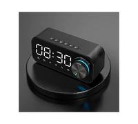 (Black) Mirror Alarm Clock Bluetooth Speaker LED Digital Display Radio Alarm Clock Radio Wireless Subwoofer Music Player Table Clock