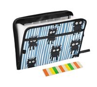 Black Monster - Cartella a righe blu e bianche con divisori, 13 tasche, formato A4, con chiusura a cerniera, per cartelle portadocumenti sospese