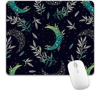 Black Moon Stars Mystical Herb Dark Boho Crescent Magic Nature Leaves Tappetini per Il Mouse Lavabile Tappetino per Mouse Confortevole Mousemat per Casa Pc Ufficio 25X30Cm
