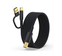 (Black, Multicolor) 5m USB/Type-C to Square USB Type-B 2 in 1 Printer Cable Braided Printing Connection Cord