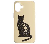 Black Mystical Cat Lover Astrology Celestial Theme Custodia per iPhone 16 Plus