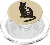 Black Mystical Cat Lover Astrology Celestial Theme PopSockets PopGrip per MagSafe