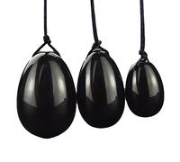 Black Obsidian Yoni Egg Natural Jade Massage Crystal Stone for Kegel Exercise Muscle Massage Balls Massage Ball, Set Collezioni di casa (Color : Black Set)