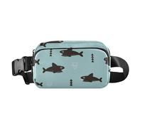 Black Ocean Fish elegante marsupio a tracolla per uomo donna impermeabile cerniera marsupio con tracolla regolabile per viaggi, shopping, corsa, nero Pesci dell'Oce, 1 size