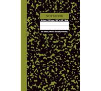 Black & Olive Green Marble Hardcover Notebook - Grid, 192 Pages, 5.5" x 8.5", Premium Matte Finish: Perfect for math, science, engineering, design projects, journaling, and daily productivity