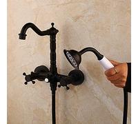 Black Orb Orb Wall Montate Basin Dolchi Per Lavandino Ruchi Da Bagno Set Di Rubinetti Doppia Fori Doppia Mis Messer Set Di Doccia
