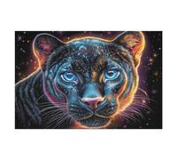 Black Panther Close Up Rompicapo 1000 Pezzi Per Regalo Di Matrimonio Cartone Di Alta Qualità Per Coppie Per Decorazione Casa Con Cornice Inclusa Qualità Museale 1000 PCS（75x50cm）