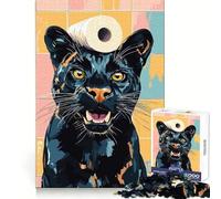 Black Panther con cappello di carta igienica Puzzle da 1000 pezzi per adolescenti Sviluppo cerebrale Evasione consapevole Pulizia Partecipazione Sorpresa festiva (38X52CM)