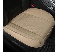 Black Panther Coprisedile Anteriore Auto - Cuscino in Ecopelle con Design Trapuntato, Base Antiscivolo e Tasca Portaoggetti | Universale | Installazione Facile | 1 Pezzo - Beige