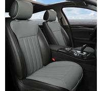 Black Panther Coprisedili Auto, Accogliente Coprisedile Universale Auto Pelle, Anti Scivolo Coprisedile Singolo con Schienale, Nessun Riscaldamento (2PCS-Grigio)