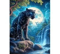 Black Panther in A Magical Forest Rompicapo 500 Pezzi La Grande Onda Di Kanagawa Cartone Rigido Arte Orientale Wildlife Pet Per Decorazione E Passatempo Con Poster Incluso 500 PCS