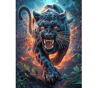 Black Panther in A Magical Glow Rompicapo 1000 Pezzi Difficili 3D Cartone Rigido Resistente Tema Architettura Wildlife Plant Per Esperti Per Decorazione E Collezione Qualità Museale 1000 PCS