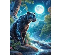Black Panther in A Moonlit Magical Forest Rompicapo 1000 Pezzi Difficili 3D Cartone Rigido Resistente Tema Architettura Wildlife Plant Per Esperti Per Decorazione E Collezione Qualità Museale 1000 PCS