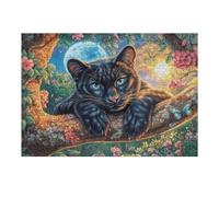 Black Panther Night Forest Rompicapo 300 Pezzi Per Nonni E Nipoti Cartone Rigido Esercizio Mentale Per Serate in Famiglia Da Passatempo Con Poster Incluso 300 PCS（40x28cm）