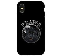 Black Panther, R-Raw-R Black Tiger Gothic Funny Jaguar Humor Custodia per iPhone X/XS