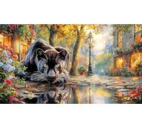 Black-panther-roaring-under-moon-and-lightning Puzzle per adulti 1000 pezzi Puzzle Regalo divertente & Attività in casa per adulti e bambini di 12 anni in su Giochi educativi 38x26/1000 pezzi