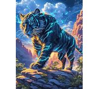 Black Panther with Cosmic Eyes in A Magical Forest Puzzle 500 Pezzi Per Principianti Assoluti Wildlife Pet Cute Cartone Rigido Difficoltà Bassa Per Imparare Con Guida Passo Passo Qualità Garantita Co