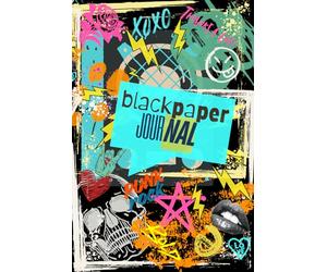 Black Paper Journal: 6" x 9" Lined Softcover Notebook for use with Gel Pens, White & Metallic Markers & Chalk | Punk Rock Art Aesthetic Design
