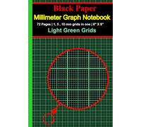 Black Paper Millimeter Graph Paper Notebook with 1,5,10 mm Light Green Grids | Black paper with metric grid: 6" x 9" | 1 mm precision | 72 pages | Ideal for Precision Drawings, Graphs, and Diagrams