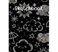 Black Paper Sketch Book - White Sky Pattern Design: Ideal for gel pens, chalk markers, metallic pencils, and pastel crayons. Size 8.5 x 11 inches and 100 Black Pages with subtle square borders.