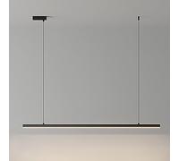 Black Pendant Light Minimalist Linear Chandelier Ceiling Lamp LED Kitchen Island Lighting Fitting Long Strip Hanging Dining Table Fixture Office Chandeliers
