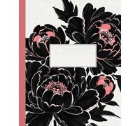 Black Peony Ink Wash Composition Notebook: A Dark Floral Aesthetic Journal with Japanese Sumi-e Style Art | Elegant Gothic Notebook for Women, Artists, and Students