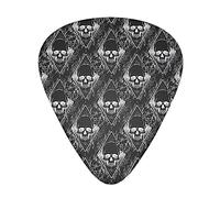 Black Peony Rose Flowers Dead Skulls Plettro per chitarra Plettri per chitarra in celluloide Confezione da 12 con scatola include Sottile, Medio, Pesante