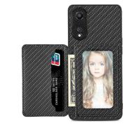 (Black) Phone Case OPPO A78 with Card Holder, Stand, RFID Blocking & Camera Protection